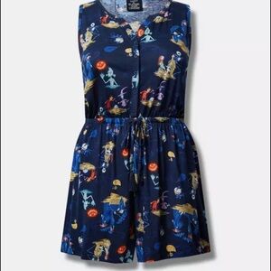 Disney Nightmare Before Christmas Button Front Sleeveless Romper